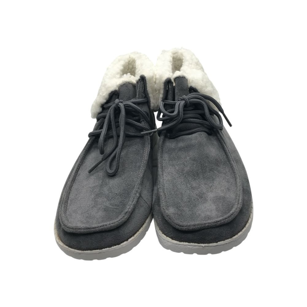 Gypsy Jazz Medium Gray Faux‎ Suede with White Fuzzy Inside Lace up